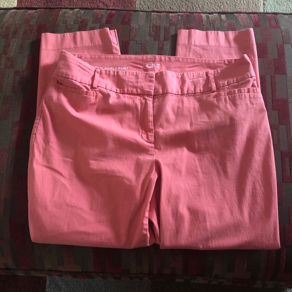 EUC Ann Taylor Loft Curvy Ankle Pant Size 10 Coral